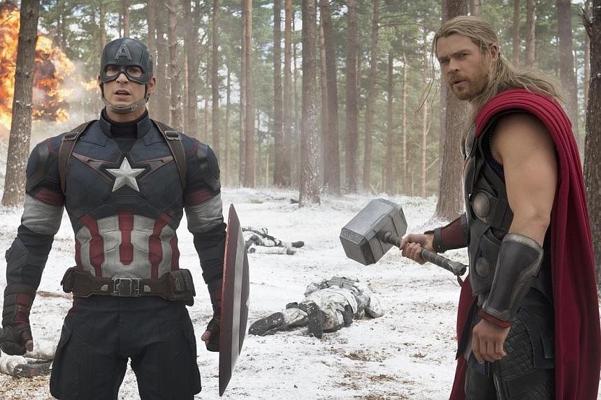 Chris Evans (left) as Captain America and Chris Hemsworth as Thor in Avengers: Age Of Ultron. -- PHOTO: WALT DISNEY STUDIOS