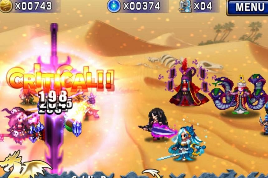 A screenshot of Brave Frontier. Last June, the locally-made game joined the top 10 grossing games at the Apple and Google Play stores. It also topped the Readers' Choice poll in The Straits Times Digital Life Awards last year. --&nbsp;PHOTO: GUMI ASI