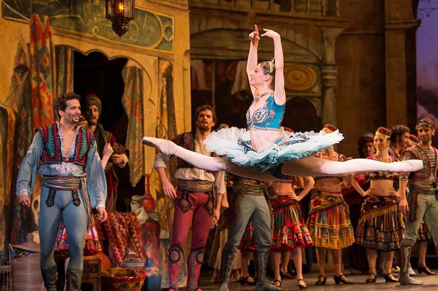 The costumes for Le Corsaire are a rainbow of midriff-baring teal and mauve, dripping with crystals and sequins. -- PHOTO: ASH