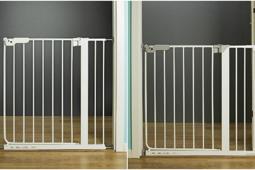 The Patrull Klamma (left) and Patrull Smidig pressure-mounted safety gates are safe for use in doorways between rooms or at the bottom of staircases, but there is a risk of falling and injury if the gate is mounted at the top of a staircase. -- PHOTO