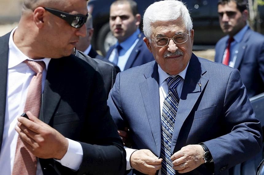 Palestinian President Mahmoud Abbas attends Friday prayers in the West Bank city of Jericho on May 1. -- PHOTO: REUTERS