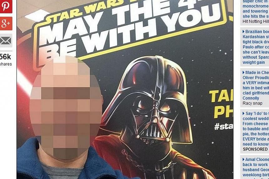 The Australian man who took a selfie with a Darth Vader display at a shopping centre in Melbourne on May 6, 2015. He was mistaken to be a "creep" by a woman nearby and had his photo uploaded on Facebook.&nbsp;-- PHOTO: SCREENGRAB FROM WWW.DAILYMAIL.C