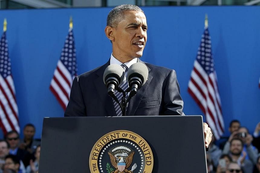 US President Barack Obama speaks on trade at Nike corporate headquarters in Beaverton, Oregon, on May 8, 2015. -- PHOTO: REUTERS