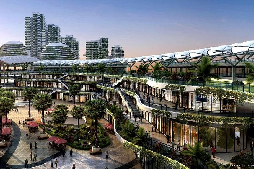 An artist impression of the Forest City in Johor, a project by Country Garden Pacificview (CGPV), which is located close to Singapore's Tuas Second Link. -- PHOTO: COUNTRY GARDEN PACIFICVIEW