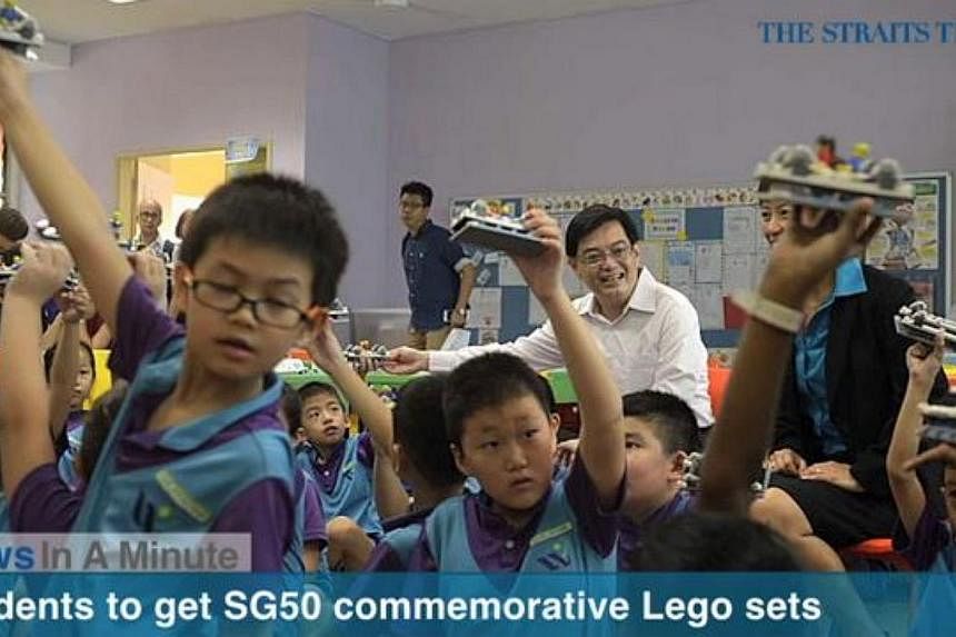 All students from primary to tertiary level will receive a SG50 commemorative Lego set from the Education Ministry. -- SCREENGRAB FROM RAZORTV