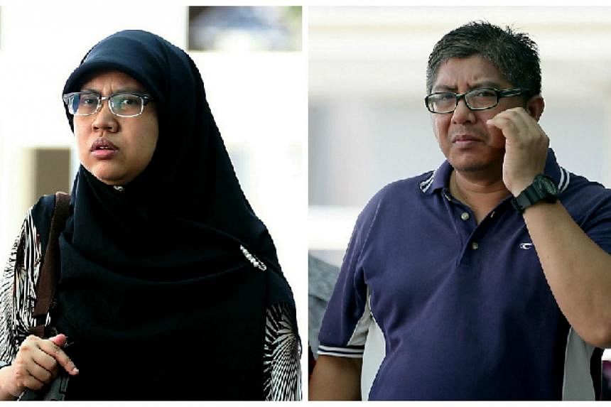 A couple who abused their Indonesian domestic worker were sentenced to jail on Thursday. Khairani Abdul Rahman (left), 42, was jailed a total of four weeks on three charges. Her husband, Rosman Anwar, 47, will start his two-week jail term on July 1. 