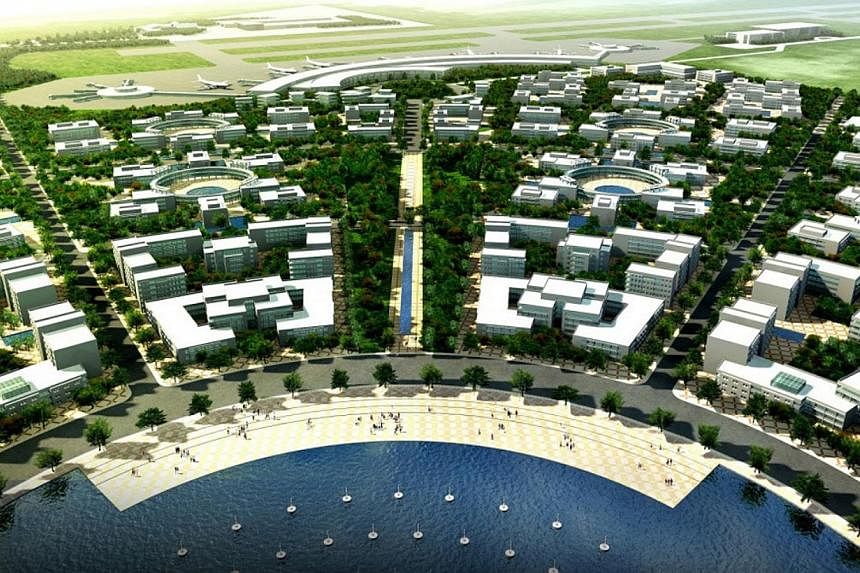 An artist's impression of the "aerotropolis", a joint venture between Singapore’s Changi Airports International and Bengal Aerotropolis Projects Limited. -- PHOTO: CHANGI AIRPORTS INTERNATIONAL