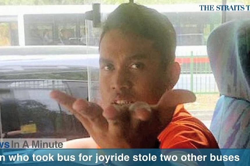 A teenager who took a bus for a joyride for 45 minutes had stolen two other buses earlier this year.&nbsp;-- SCREENGRAB FROM RAZORTV