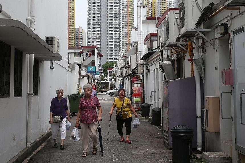 A back alley in Tiong Bahru. The Urban Redevelopment Authority is inviting the public to submit creative ideas for underused pockets of public space in Singapore. -- PHOTO: ST FILE