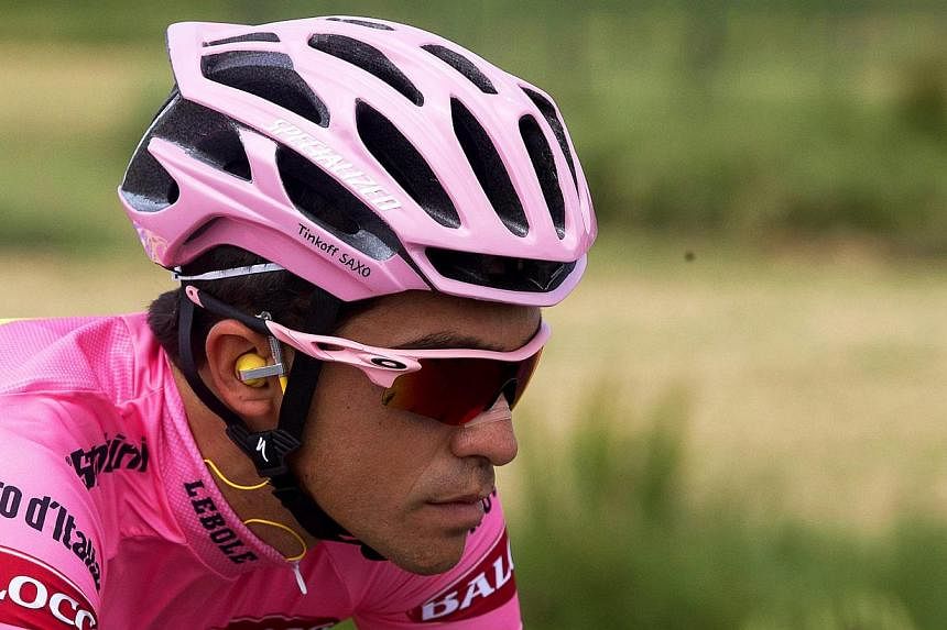 Spanish rider Alberto Contador during the sixth stage of the 98th Giro d'Italia cycling tour. -- PHOTO: EPA&nbsp;