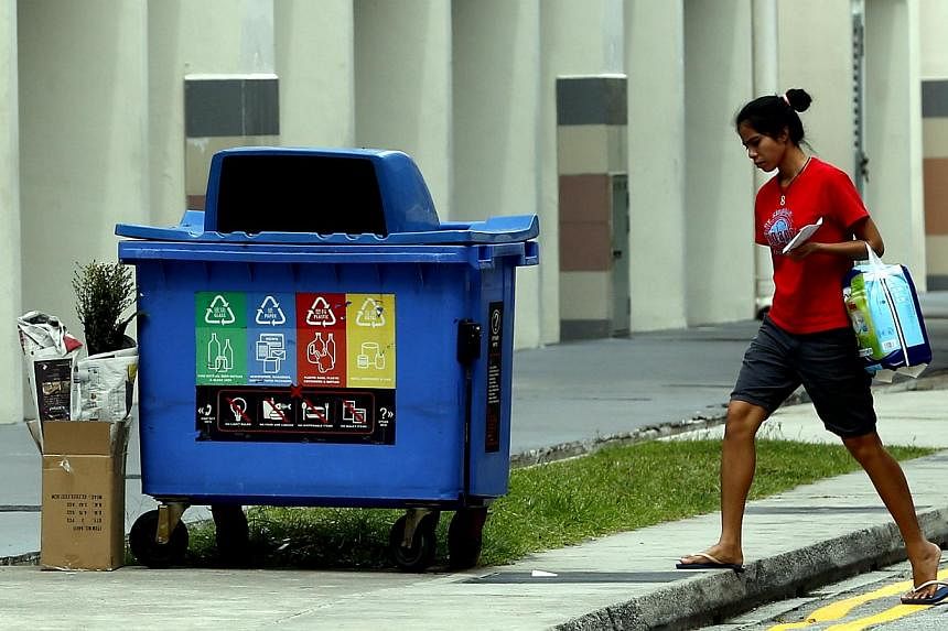 Besides starter kits for HDB households, NEA's tender also calls for void deck posters that direct residents to the nearest recycling bins. Singapore saw a 1 percentage point drop to 19 per cent in the domestic recycling rate last year. Industries ar