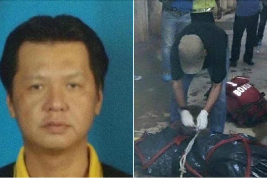 Police said that the victim, 43-year-old Chuan Wan Chooi (left), was not a resident of the condominium. His body (right)&nbsp;was discovered in a water tank&nbsp;in the Bukit Damansara condominium.&nbsp;-- PHOTO:&nbsp;WANBAO/&nbsp;CHINA PRESS