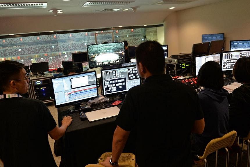 The room from which the multimedia involved in the SEA Games Opening Ceremony will be controlled. -- ST PHOTO: CAROLINE CHIA