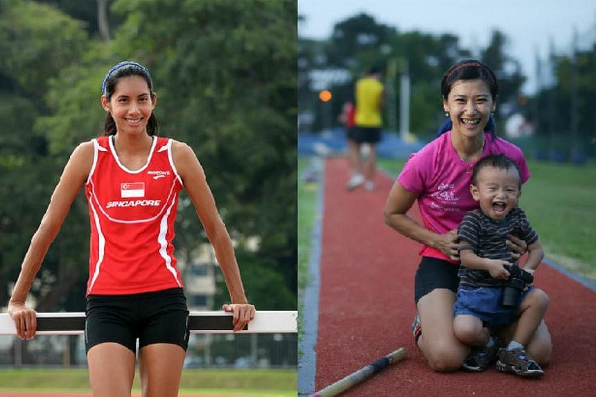 Hurdler Dipna Lim-Prasad(left) and Pole Vaulter Rachel Yang (right). -- PHOTOS: ST FILE &nbsp;