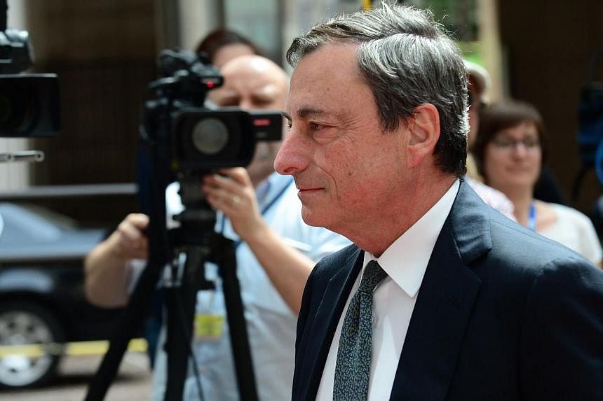 European Central Bank (ECB) President Mario Draghi (above) is scheduled to speak at the ECB forum later this week in Sintra, Portugal. -- PHOTO: AFP