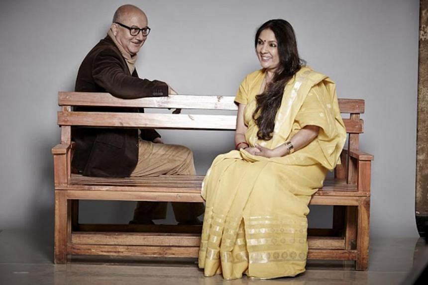 Neena Gupta (right) and Anupam Kherplay (left) ex-lovers in the play We Never Say What We Mean, to be held at the Esplanade on May 29. -- PHOTO: TEAMWORK PRODUCTIONS