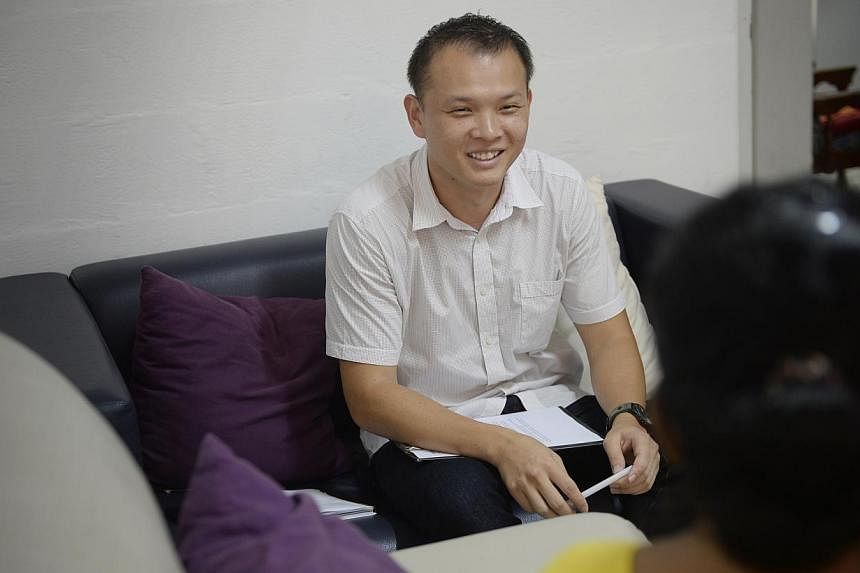 Mr Melvin Yeo is working and pursuing a bachelor's degree in social work now so that he can eventually become a full-fledged social worker. -- ST PHOTO: MARK CHEONG