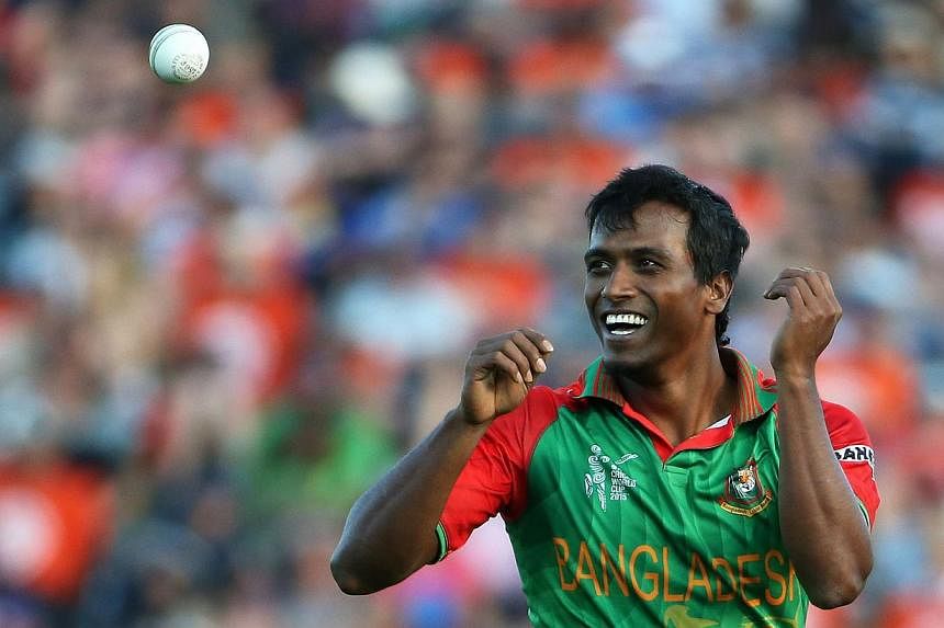 Pakistan bowler Rubel Hossain reacts during the Pool A 2015 Cricket World Cup match between New Zealand and Bangladesh at Seddon Park in Hamilton on March 13, 2015.&nbsp;A Bangladesh court on Wednesday rejected a rape case against World Cup hero Rube