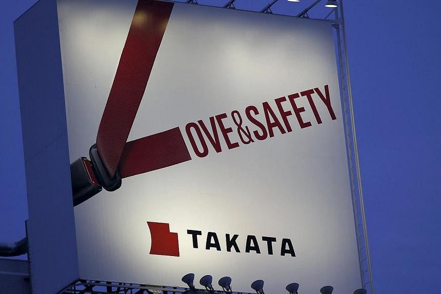 A billboard advertisement of Takata Corp is pictured in Tokyo in this September 17, 2014 file photo. -- PHOTO: REUTERS