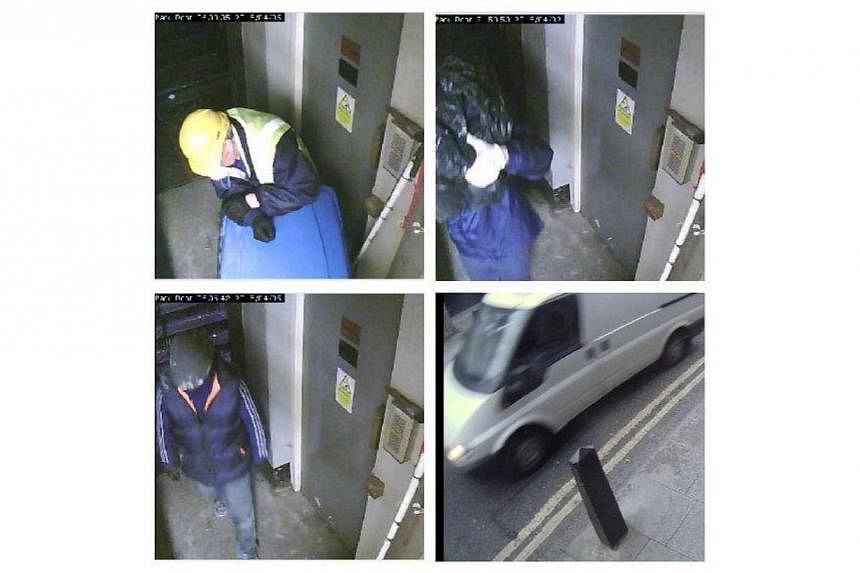 A combination of images from closed circuit television shows the robbery at Hatton Garden Safety Deposit Ltd. over the Easter weekend between April 2 and 4, and handed out by the Metropolitan police on April 13, 2015. The eight British men involved w