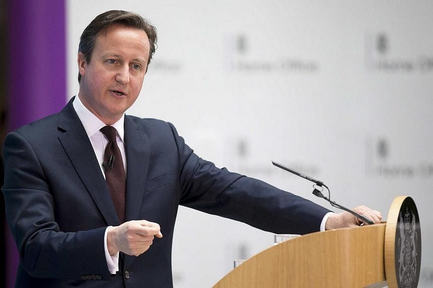 Britain's Prime Minister David Cameron delivering a speech on immigration at the Home Office in London, Britain on&nbsp;May 21, 2015. He predicted there would be "ups and downs" in Britain's bid to renegotiate its relationship with the European Union