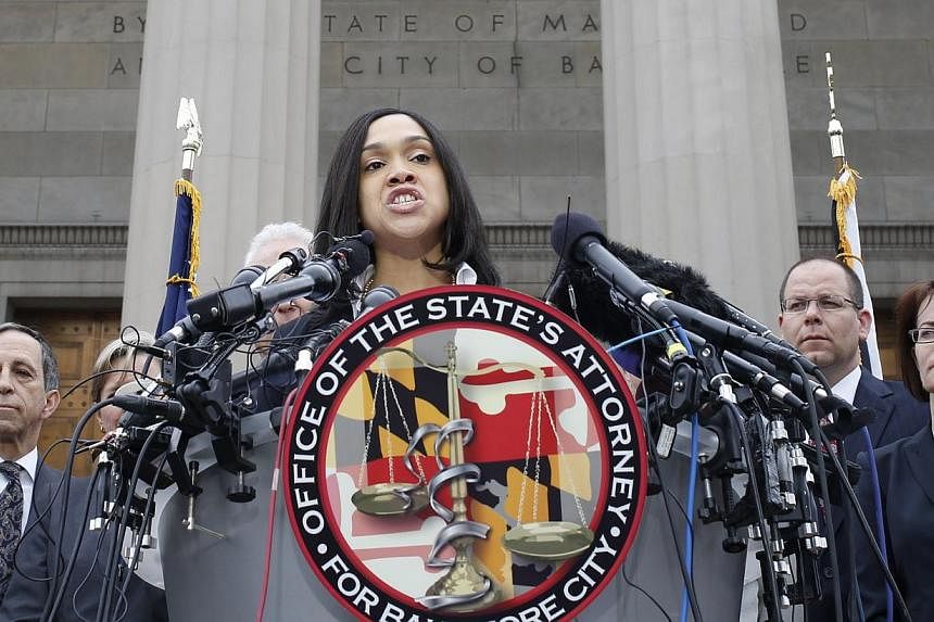 Baltimore state attorney Marilyn Mosby speaks on recent violence in Baltimore, Maryland in this May 1, 2015 file photo. A grand jury has returned charges against six Baltimore police officers in the death of Freddy Gray, Mosby told a news conference 