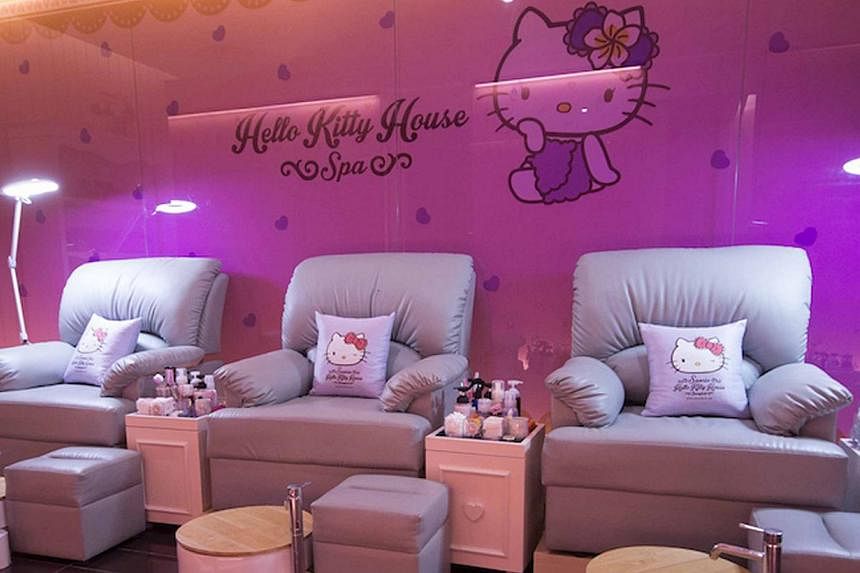 Hit the spa (above) to get Hello Kitty designs painted on your nails. The spa also offers facials, body waxing, eyelash extensions and massages. -- PHOTO: SANRIO HELLO KITTY HOUSE BANGKOK