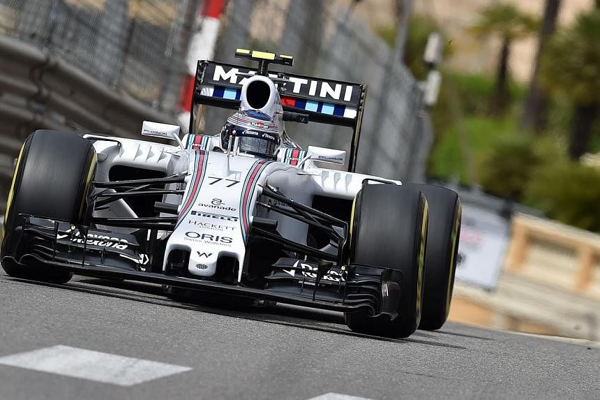 Williams Martini Racing's Finnish driver Valtteri Bottas drives during the third practice session at the Monaco street circuit in Monte-Carlo on May 23, 2015, ahead of the Monaco Formula One Grand Prix. -- PHOTO: AFP&nbsp;
