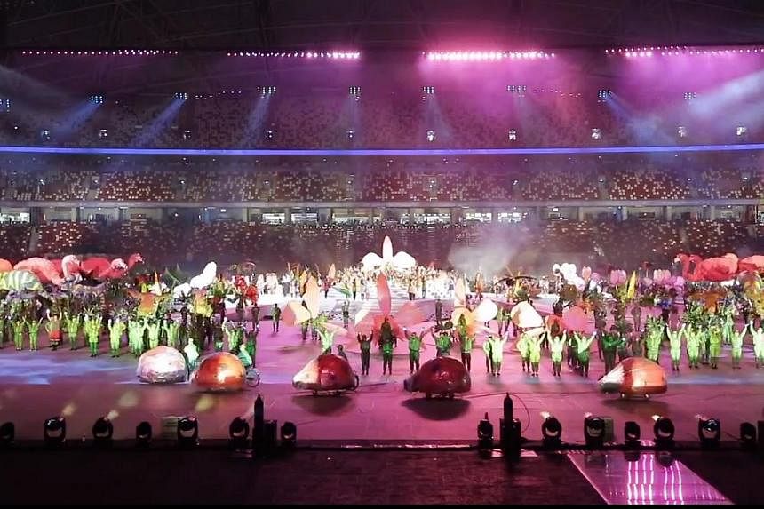 Performers rehearsing for the SEA Games opening ceremony. Minister for Culture, Community and Youth Lawrence Wong gave fans a brief taste of what to expect at the upcoming sporting event with a glimpse of the rehearsals, promising that there would al