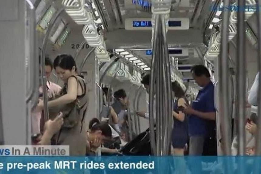 Commuters can continue to enjoy free MRT rides in the morning pre-peak period until June next year. --SCREENSHOT: RAZOR TV&nbsp;