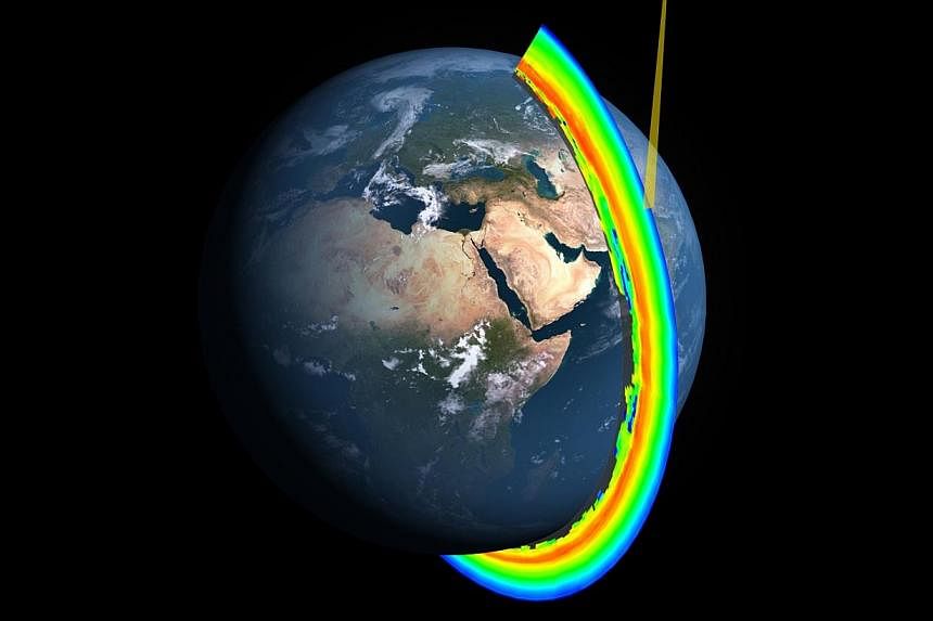 A cross-section of Earth's ozone layer as measured by the limb profiler, part of the Ozone Mapper Profiler Suite aboard the Suomi NPP satellite. -- PHOTO: NASA/NOAA