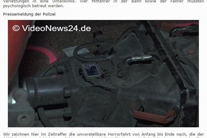 Jan Norman, 20, was trapped upside down between the couplings when he attempted to leap between two tram cars, according to reports. -- SCREENSHOT: VIDEONEWS24.DE