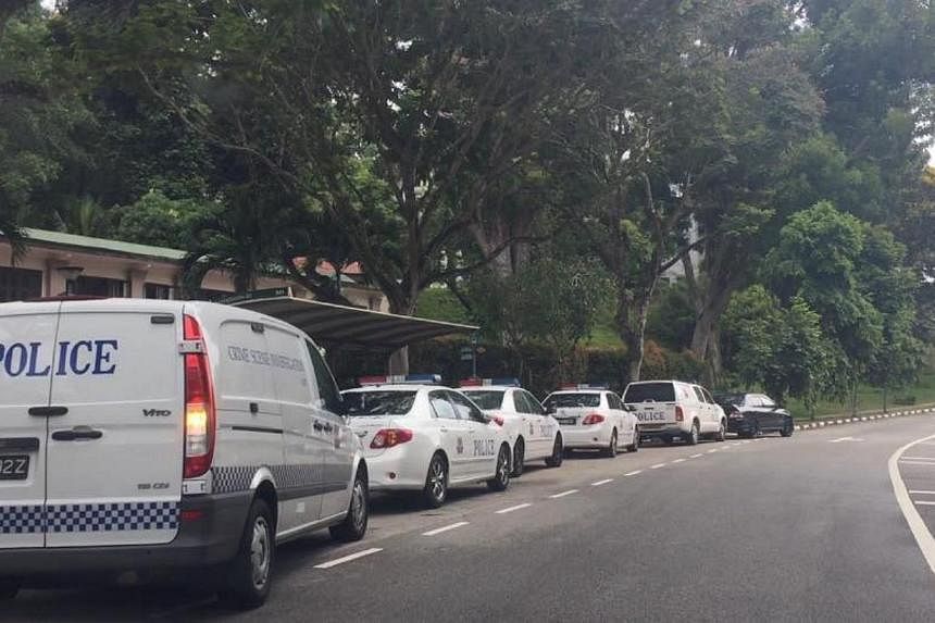 Police vehicles found lined up outside Sealand Road/Netheravon Road on May 27, 2015. -- PHOTO: ADLY AZAMIN