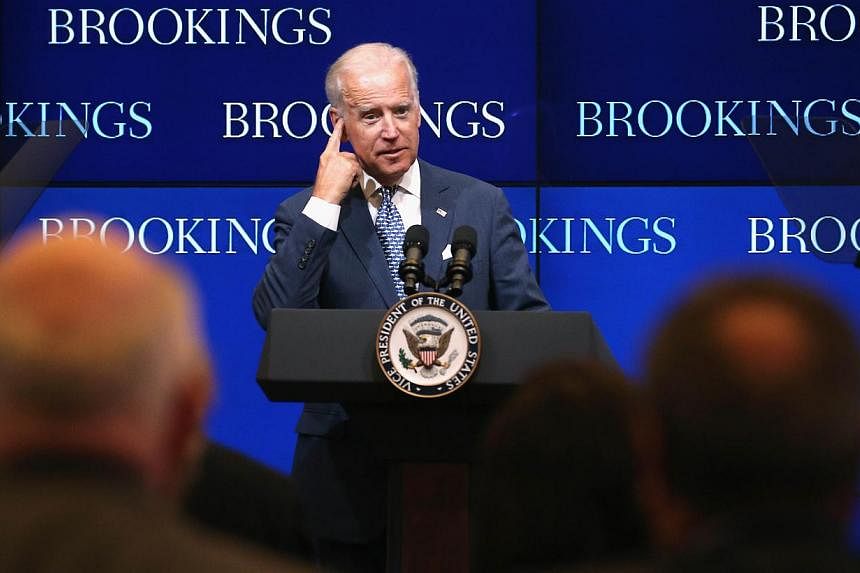 US Vice-President Joseph Biden speaking at the Brookings Institute on May 27, 2015, in Washington, DC. -- PHOTO: AFP