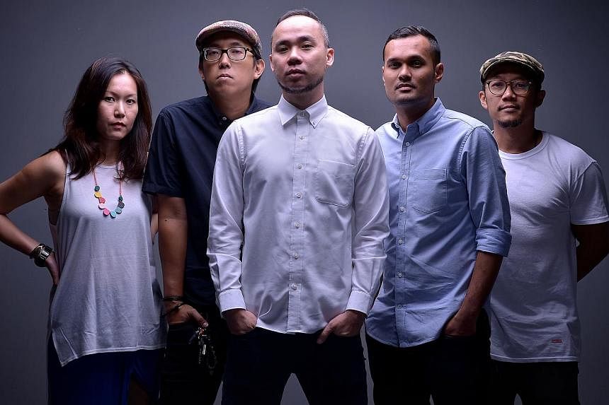 The Great Spy Experiment, comprising (from left) Magdelene Han, Fandy Razak, Tan Shung Sin, Saiful Idris and Khairyl Hashim, will split up after the Esplanade show. -- ST PHOTO: KUA CHEE SIONG