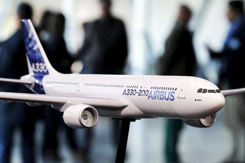 A scale model of an Airbus A330-200 during the Airbus annual news conference. -- PHOTO: REUTERS