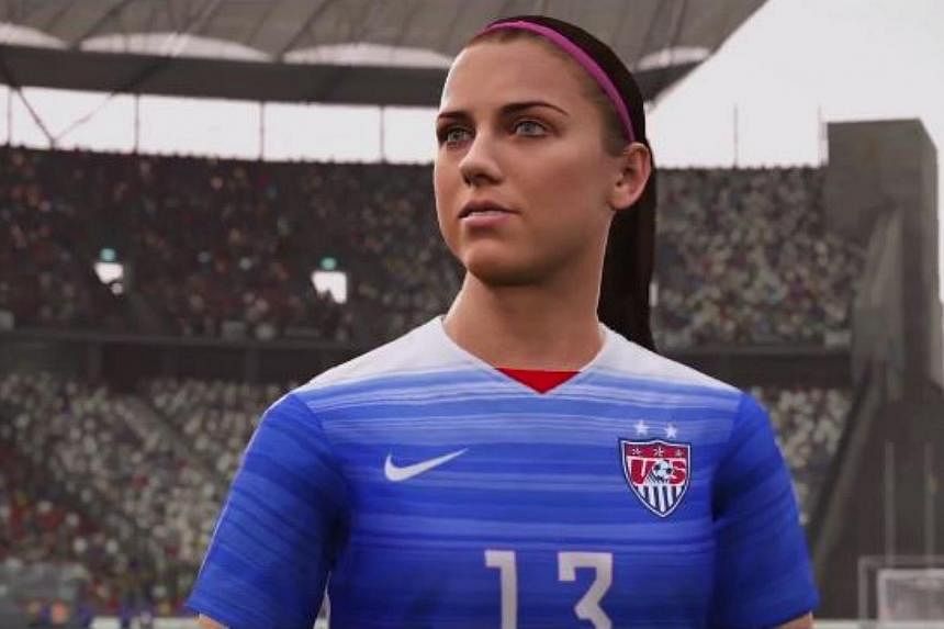 United States footballer Alex Morgan, as she looks in the upcoming Fifa 16. It will be the first game in the long-running series to feature women's national teams. -- PHOTO: EA SPORTS FIFA/YOUTUBE