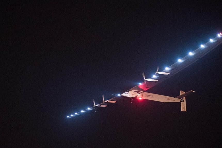 Solar Impluse 2 taking off from Nanjing's Lukou International Airport in China's eastern Jiangsu province, on May 31, 2015. -- PHOTO: AFP