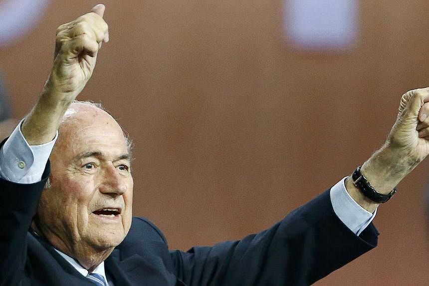 FIFA President Sepp Blatter reacts after he was re-elected at the 65th FIFA Congress in Zurich, Switzerland, on May 29, 2015. -- PHOTO: REUTERS