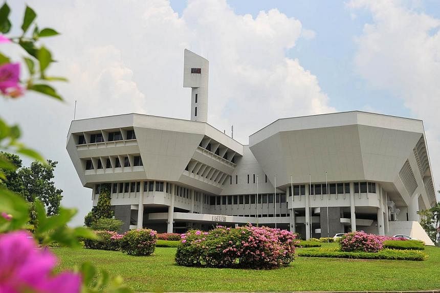 Jurong Town Hall has become the first conserved building to be gazetted as a national monument. -- ST PHOTO:&nbsp;LIM YAOHUI