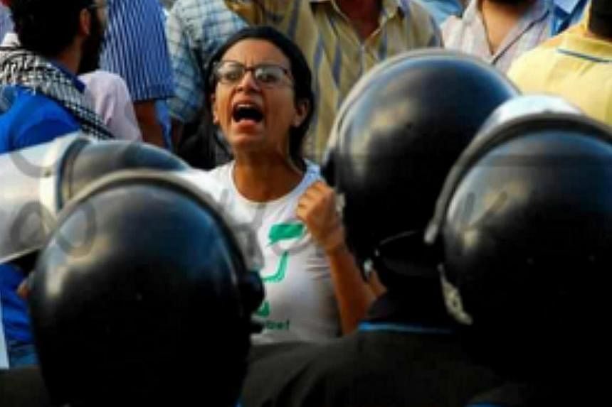 Egyptian activitst and award winning lawyer Mahienour el-Massry at an unidentified protest in Cairo. -- PHOTO: FACEBOOK