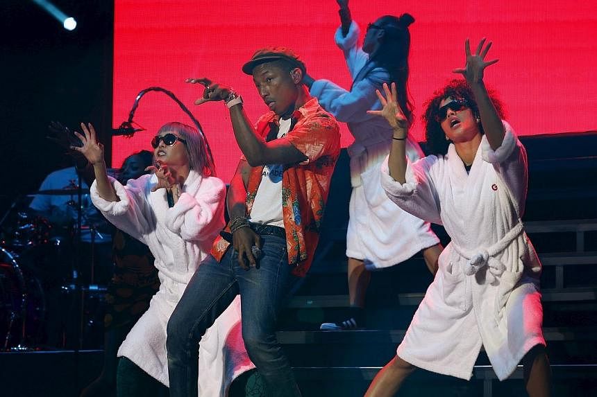 Singer Pharrell Williams performs during the 14th Mawazine World Rhythms International Music Festival in Rabat on Saturday (May 30). -- PHOTO: REUTERS