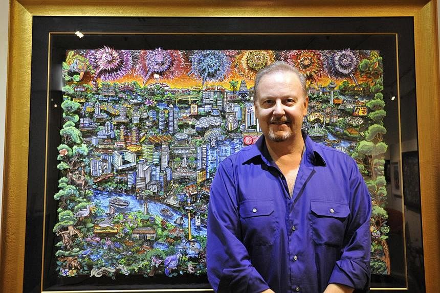 Titled Celebrating The Enchanted Island Of Singapore, the $88,000 ‘pop-up’ work by Charles Fazzino has been sold. -- ST PHOTO: PAIGE LIM