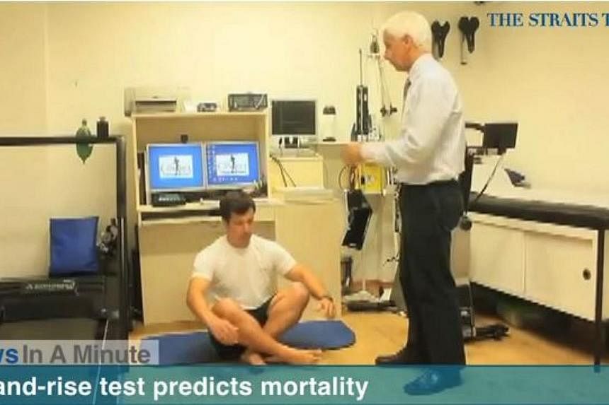 A sit-and-rise test by Brazilian physician Claudio Gil Araujo predicts how long you'll live. -- SCREENGRAB FROM RAZORTV