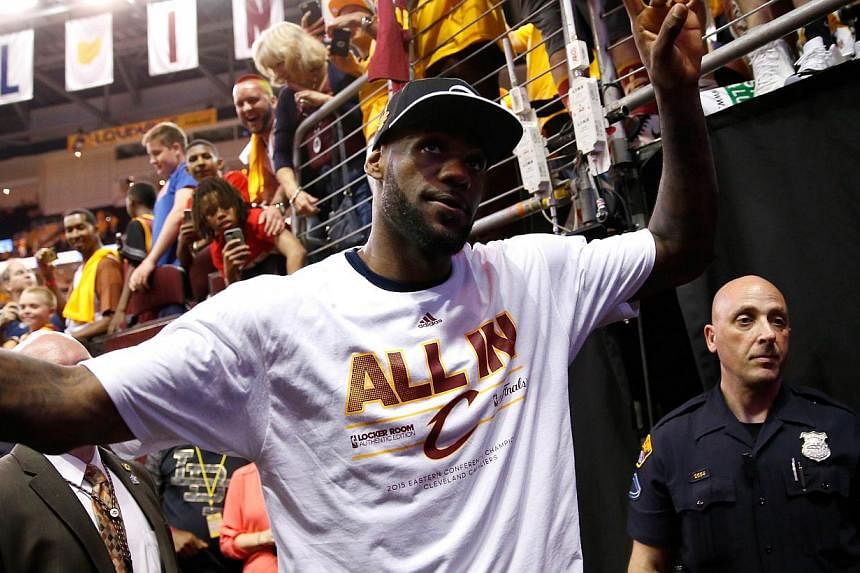 LeBron James of the Cleveland Cavaliers celebrates after defeating the Atlanta Hawks during Game Four of the Eastern Conference Finals of the 2015 NBA Playoffs at Quicken Loans Arena in Cleveland, Ohio on May 26, 2015. James feels that his revamped C