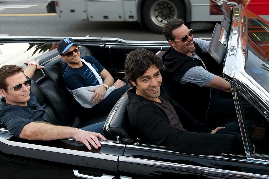 Enjoying the high life in the movie are (from far left) Kevin Connolly, Jerry Ferrara, Adrian Grenier and Kevin Dillon. -- PHOTO: WARNER BROS