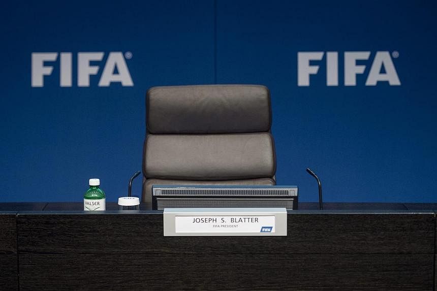 The empty chair of Fifa president Joseph S. Blatter prior to a press conference at the Fifa headquarters in Zurich, Switzerland, on June 2,&nbsp;2015. -- PHOTO: EPA