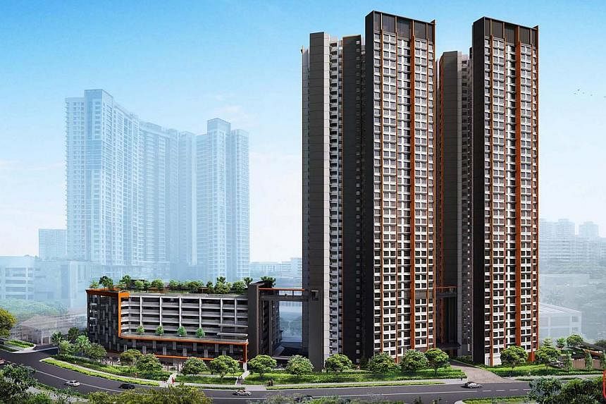 An artist's impression of Clementi Crest. Five-room units in the new Build-to-Order project drew the highest demand yesterday. They had an application rate of 13.1, with 2,047 buyers vying for just 156 units. -- PHOTO: HDB&nbsp;