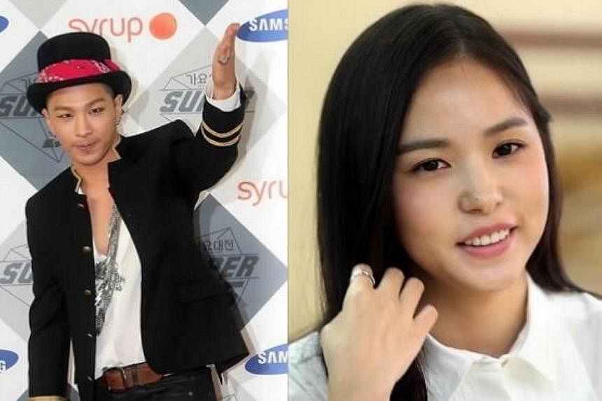 K-pop singer Taeyang (left) from wildly successful boy group BigBang is in a relationship with actress Min Hyo Rin, both their agencies confirmed on Tuesday. -- PHOTO: KOREA HERALD/ASIA NEWS NETWORK