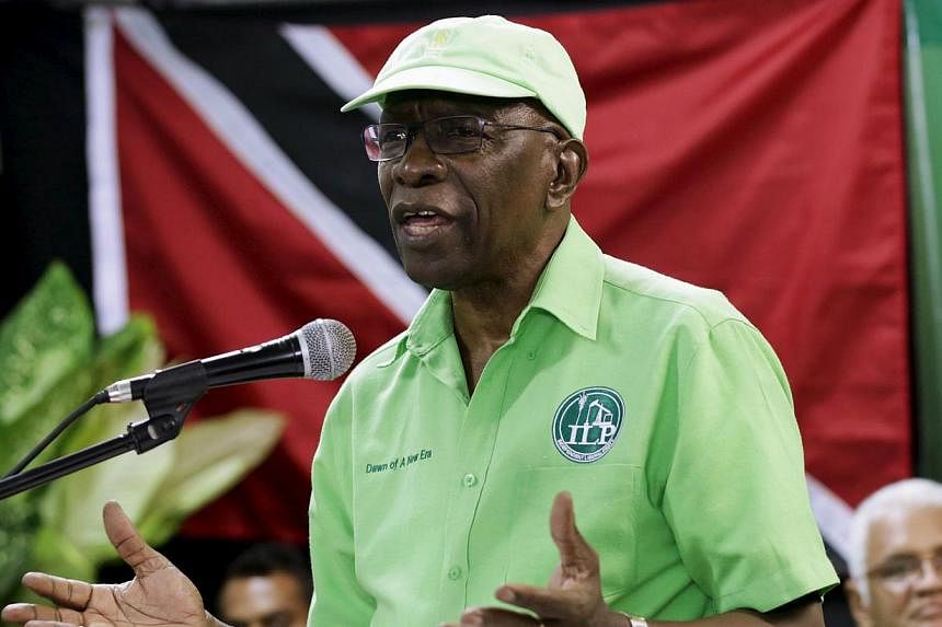 Former Fifa Vice-President Jack Warner addresses the audience during a meeting of his Independent Liberal Party in Marabella, South Trinidad, on June 3, 2015. -- PHOTO: REUTERS